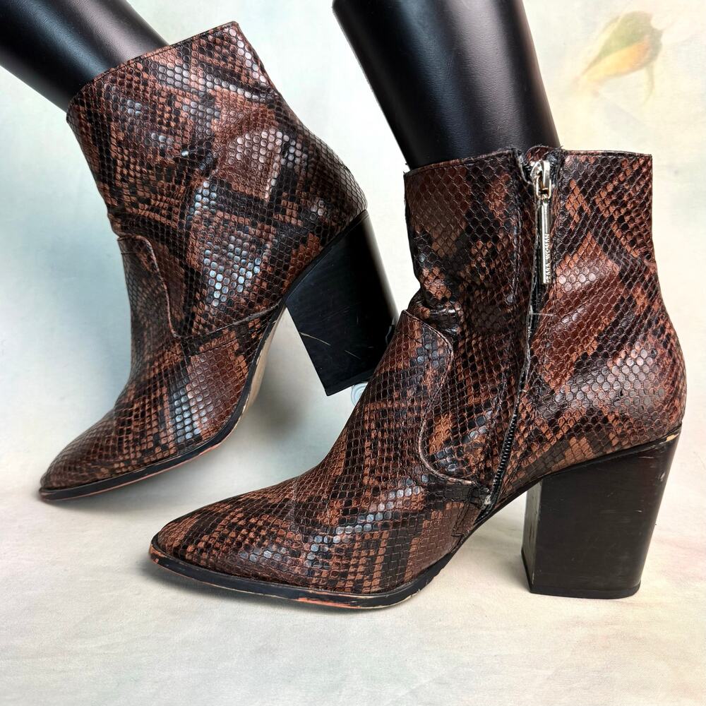 Zara Faux Leather Python Snake Print Heeled Side … - image 3